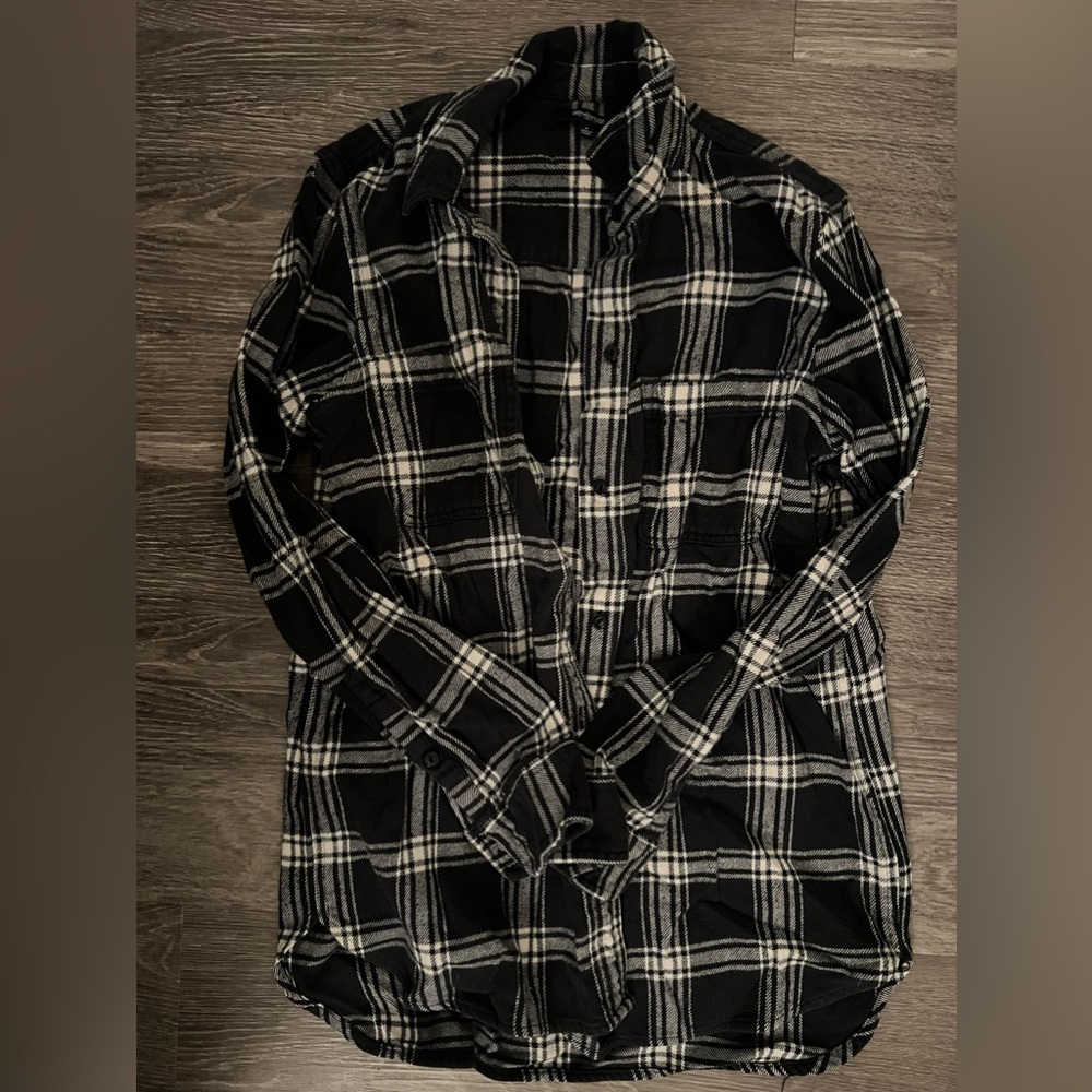 Madewell Black White Buffalo Plaid Flannel Small